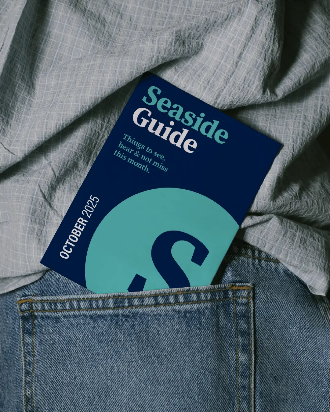 Seaside Magazine brand identity by Round 3, Seaside Guide in a back pocket