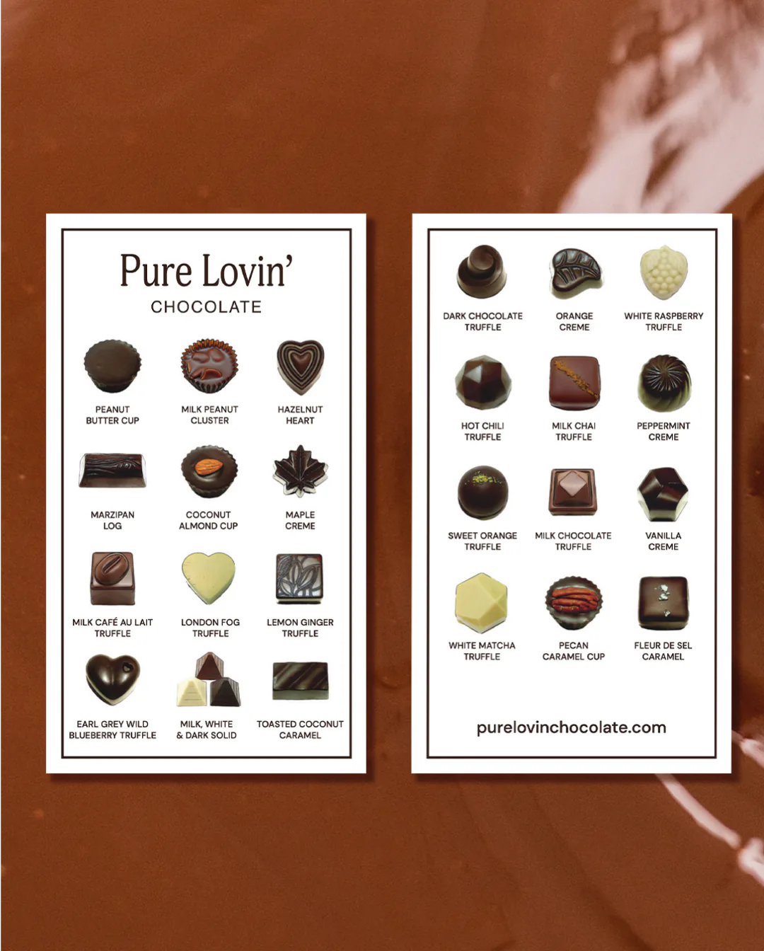 Pure Lovin' Chocolate rebrand by Round 3, flavour guide cards