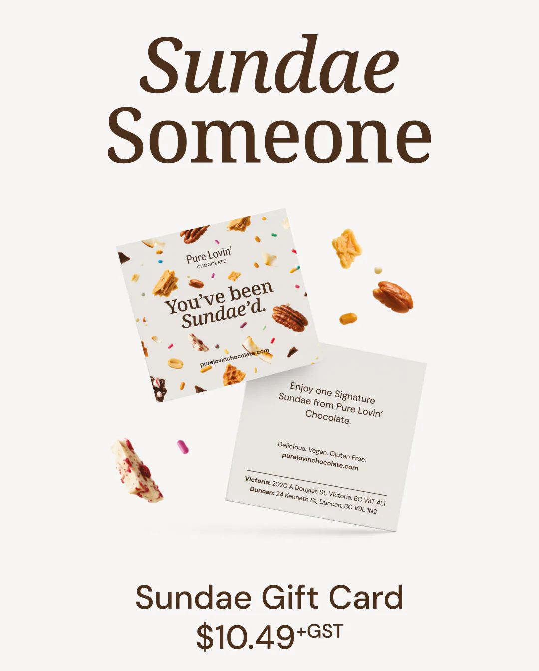Pure Lovin' Chocolate rebrand by Round 3, Sundae gift card