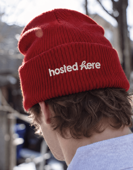 Hosted Here brand identity by Round 3, HH logo mark