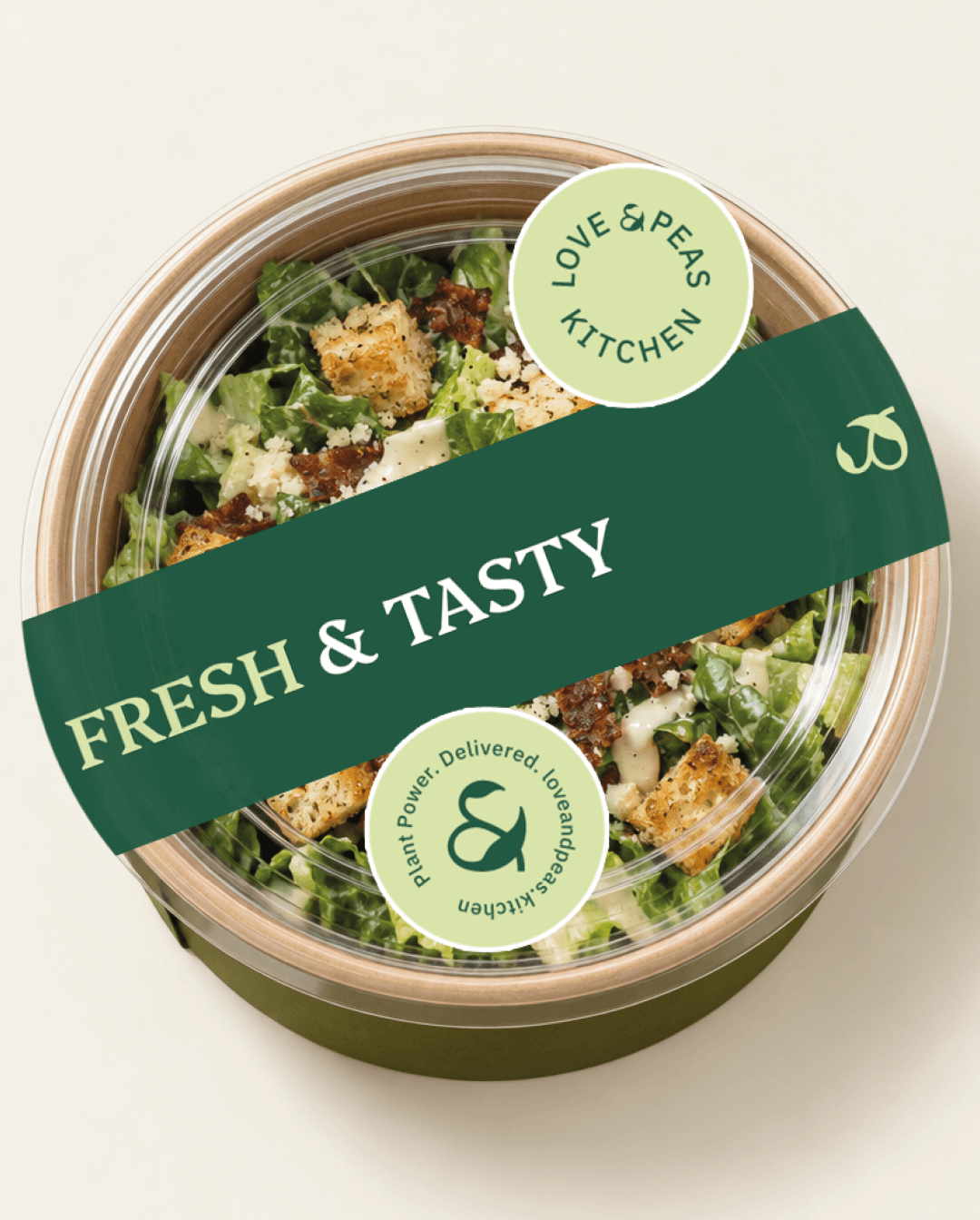 Love-Peas-brand-identity-6@3x Love & Peas salad bowl with "Fresh & tasty" packaging band