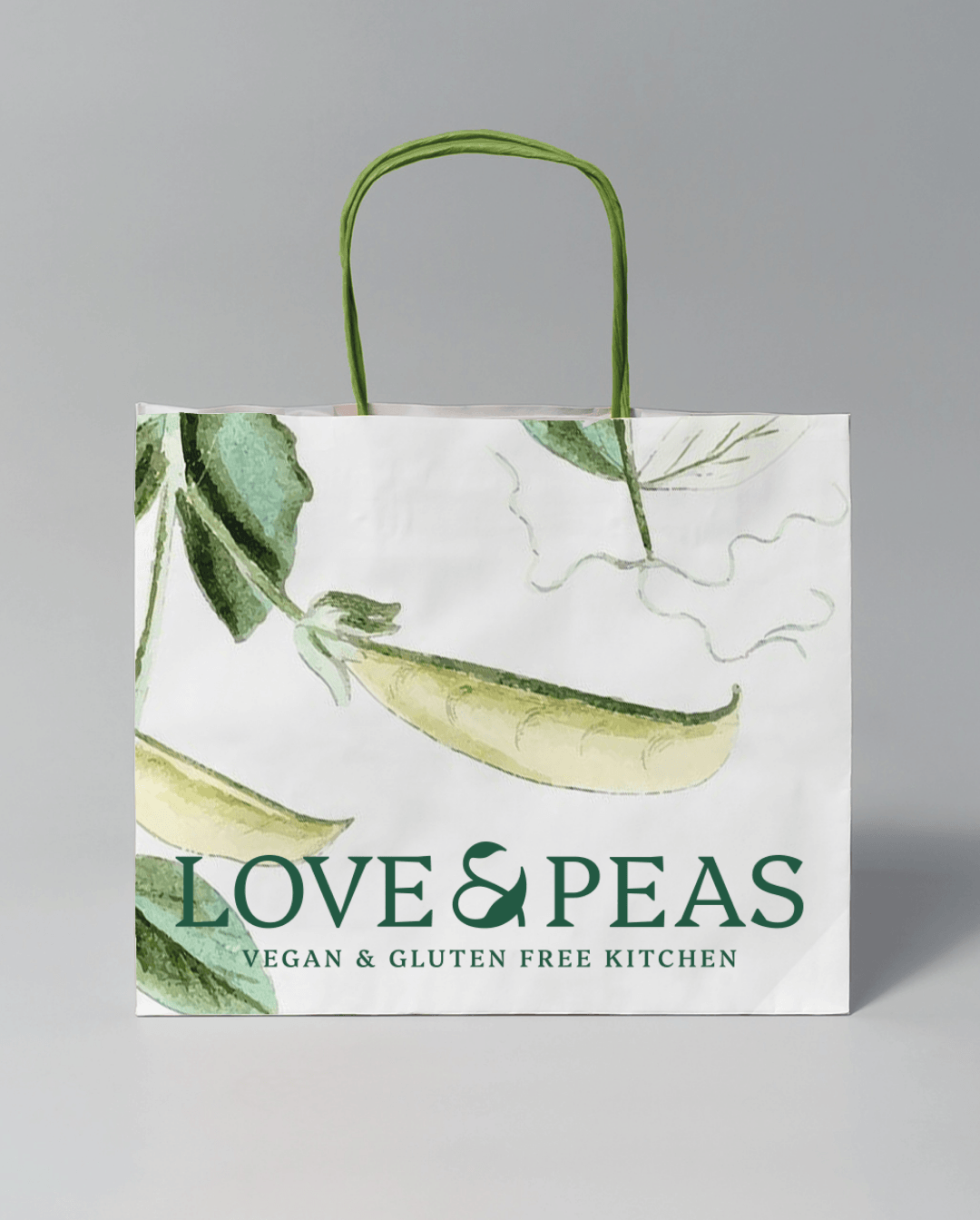 Love-Peas-brand-identity-7@3x Love & Peas shopping bag with pea pod illustration