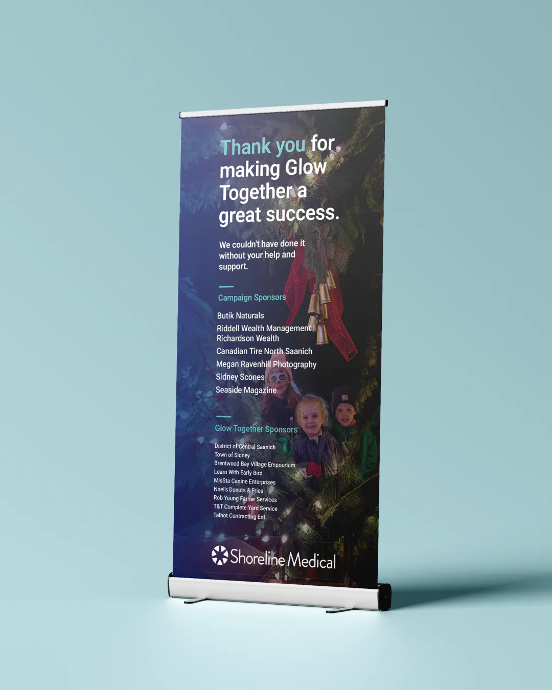 shoreline-medical-fundraising-campaign-2025-26-glow-together-sponsor-banner Shoreline Medical "Glow Together" sponsor thank-you banner