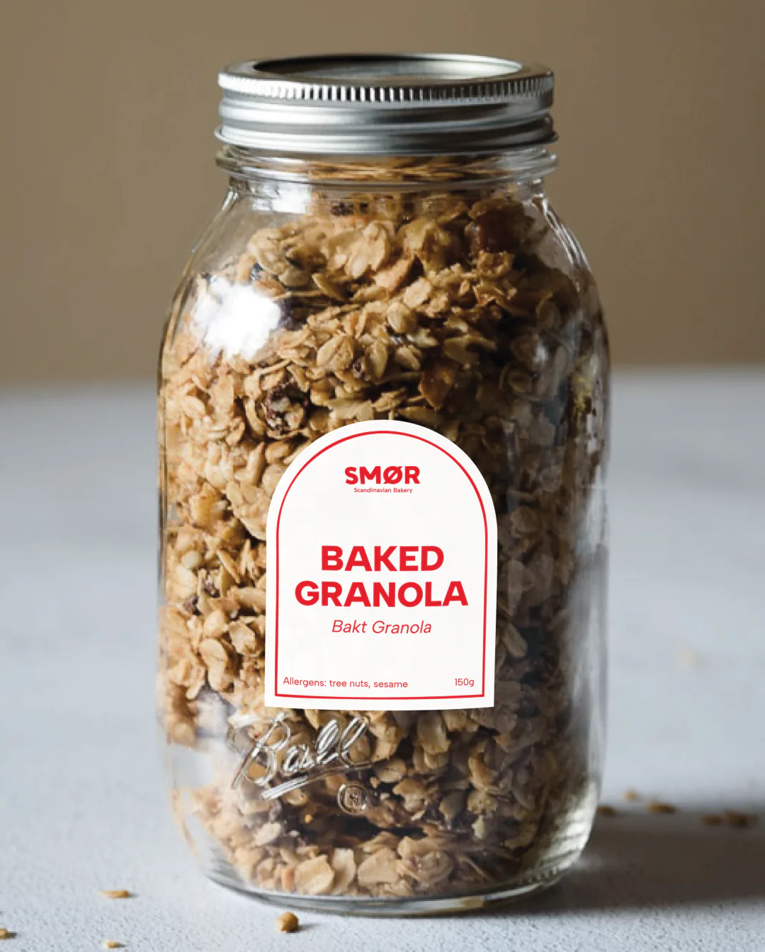 Smør Scandinavian Bakery brand refresh by Round 3, granola jar label