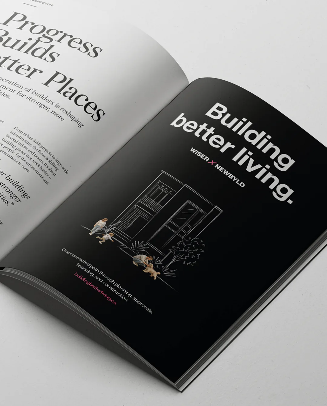 Wiser x NewByld co-brand identity by Round 3, magazine spread