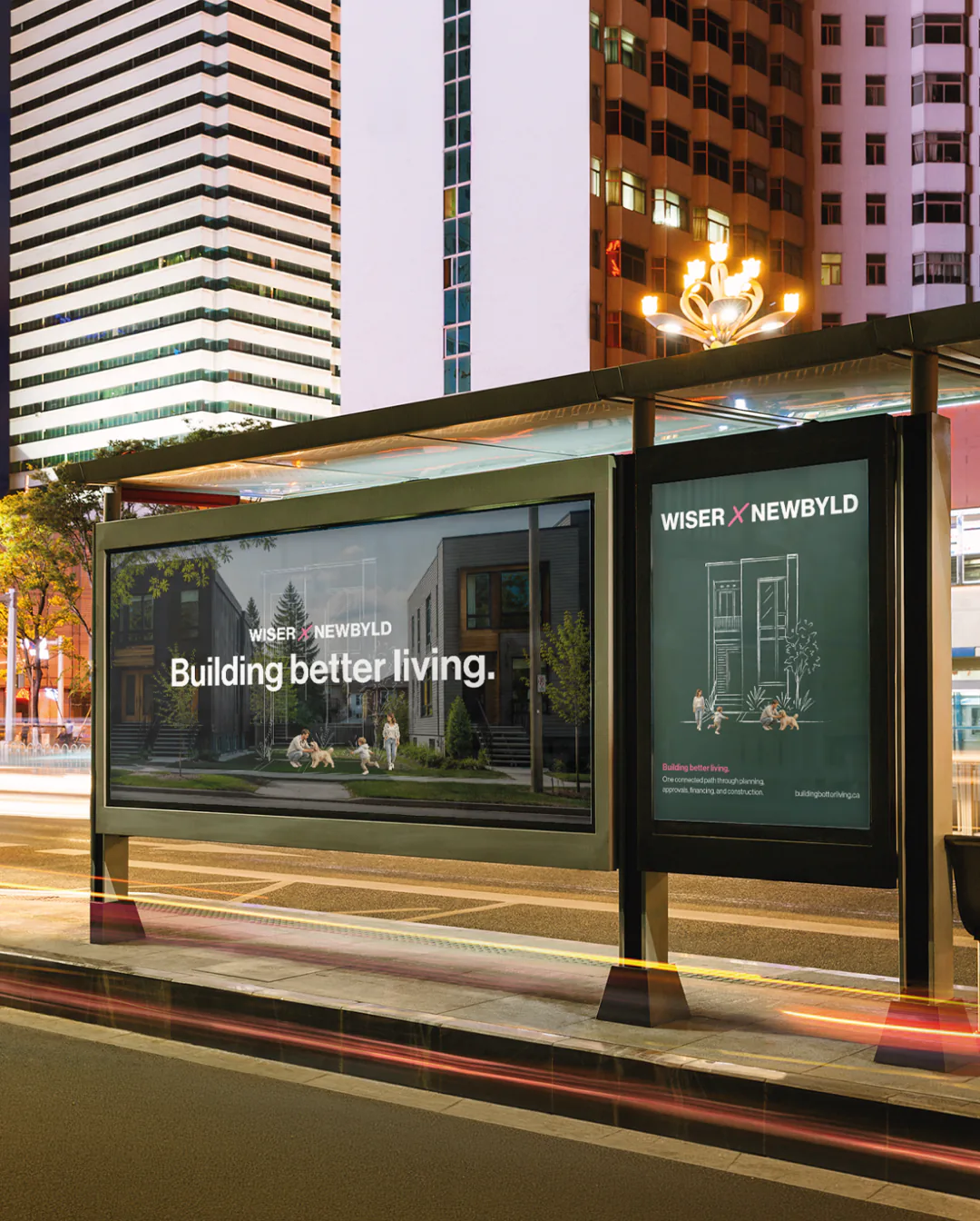 Wiser x NewByld co-brand identity by Round 3, transit shelter ad concept